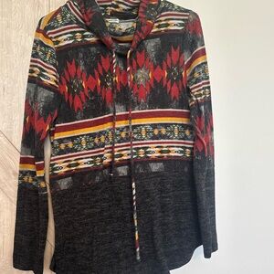 Tribal Print Hooded Sweater